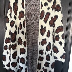Leopard Print Open Front Cardigan